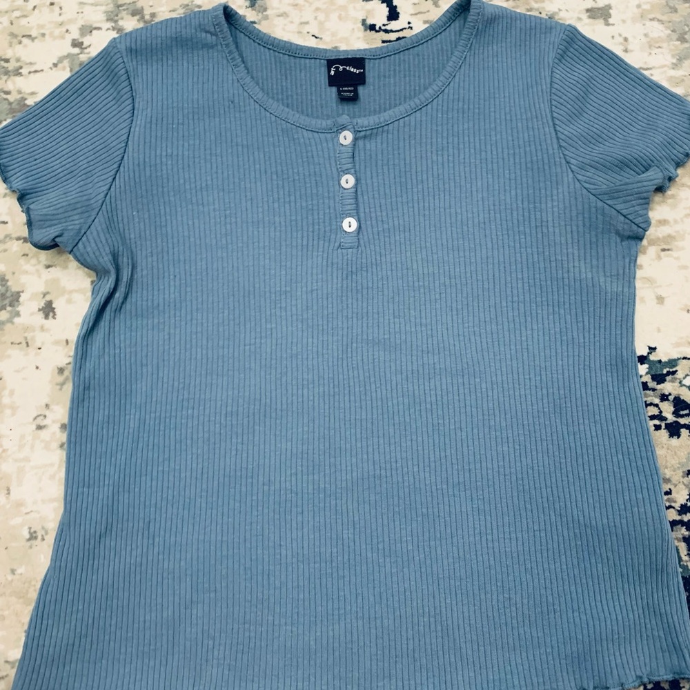 Target Girls Scoop Neck Ribbed Shirt with Buttons